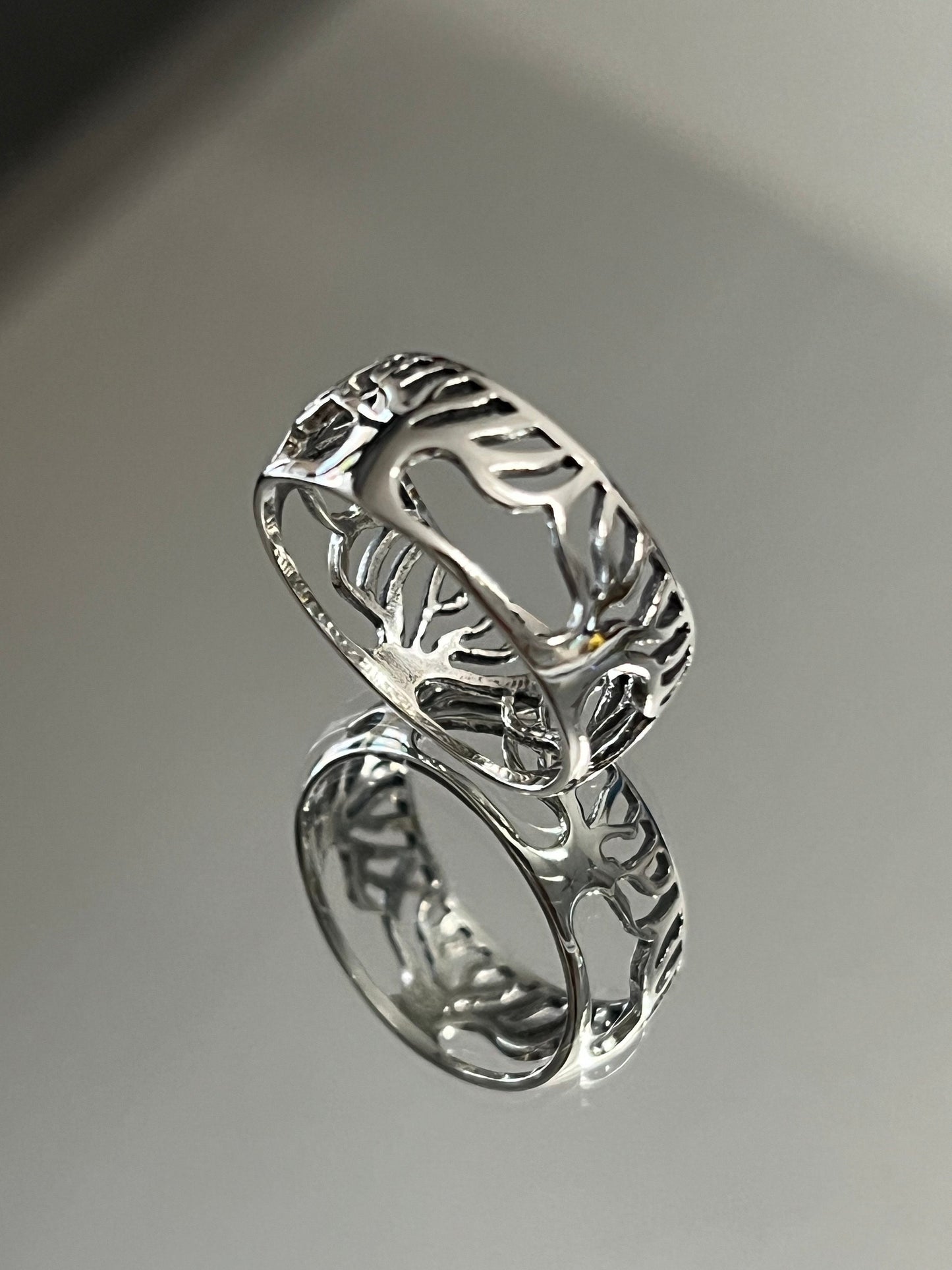 Sterling Silver Tree of Life Men's Ring, 11mm Wedding Band, Engagement, trendy
