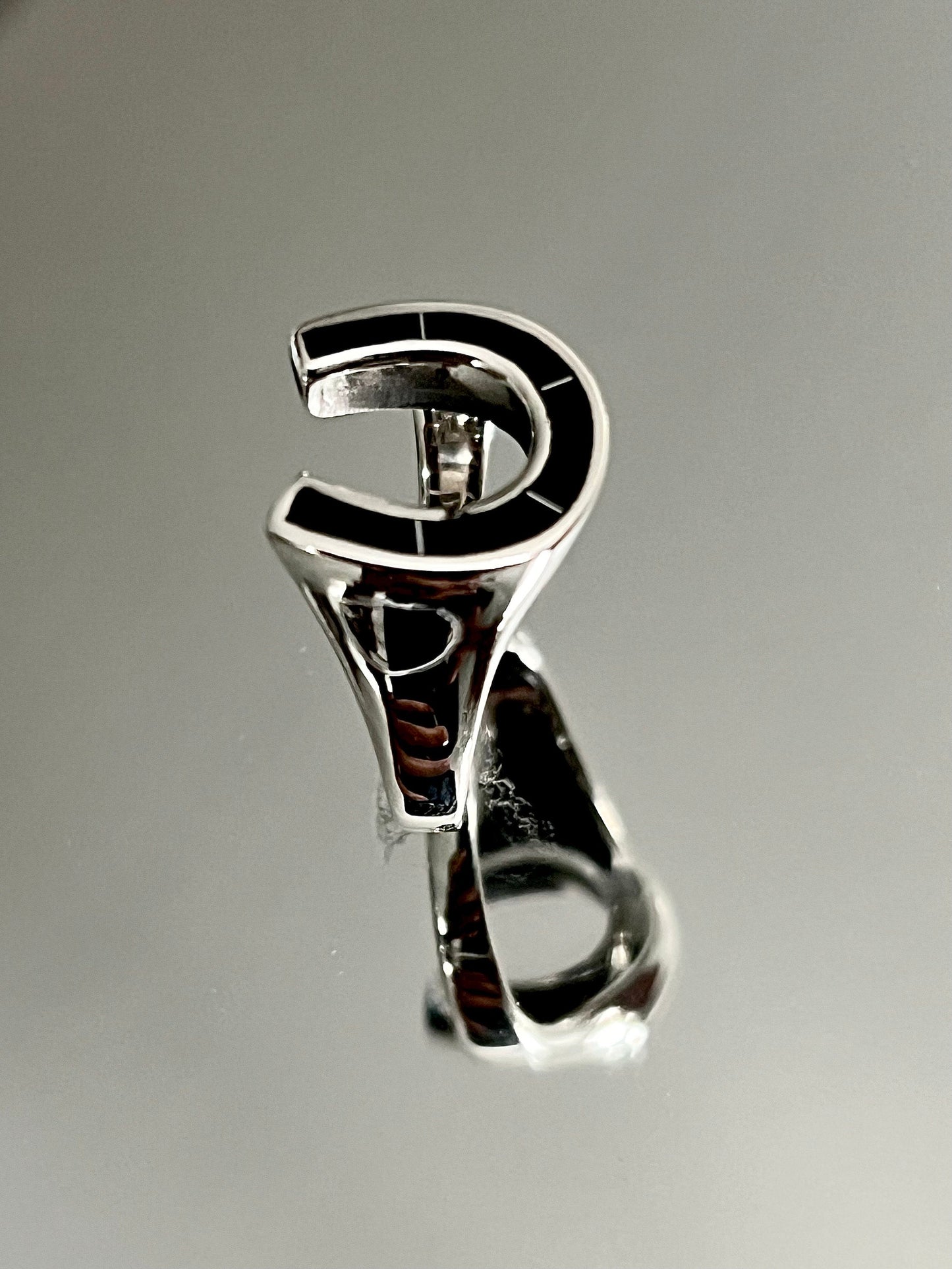 Horse Shoe Ring Black Obsidian