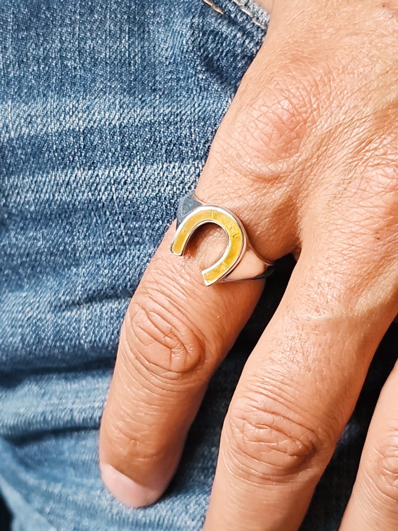 Horse Shoe Ring, Tiger Eyes Stone