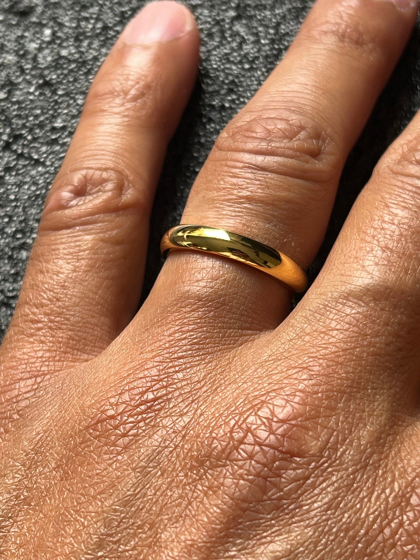 Gold Tone Wedding Band, Designer Inspired Stainless Steel
