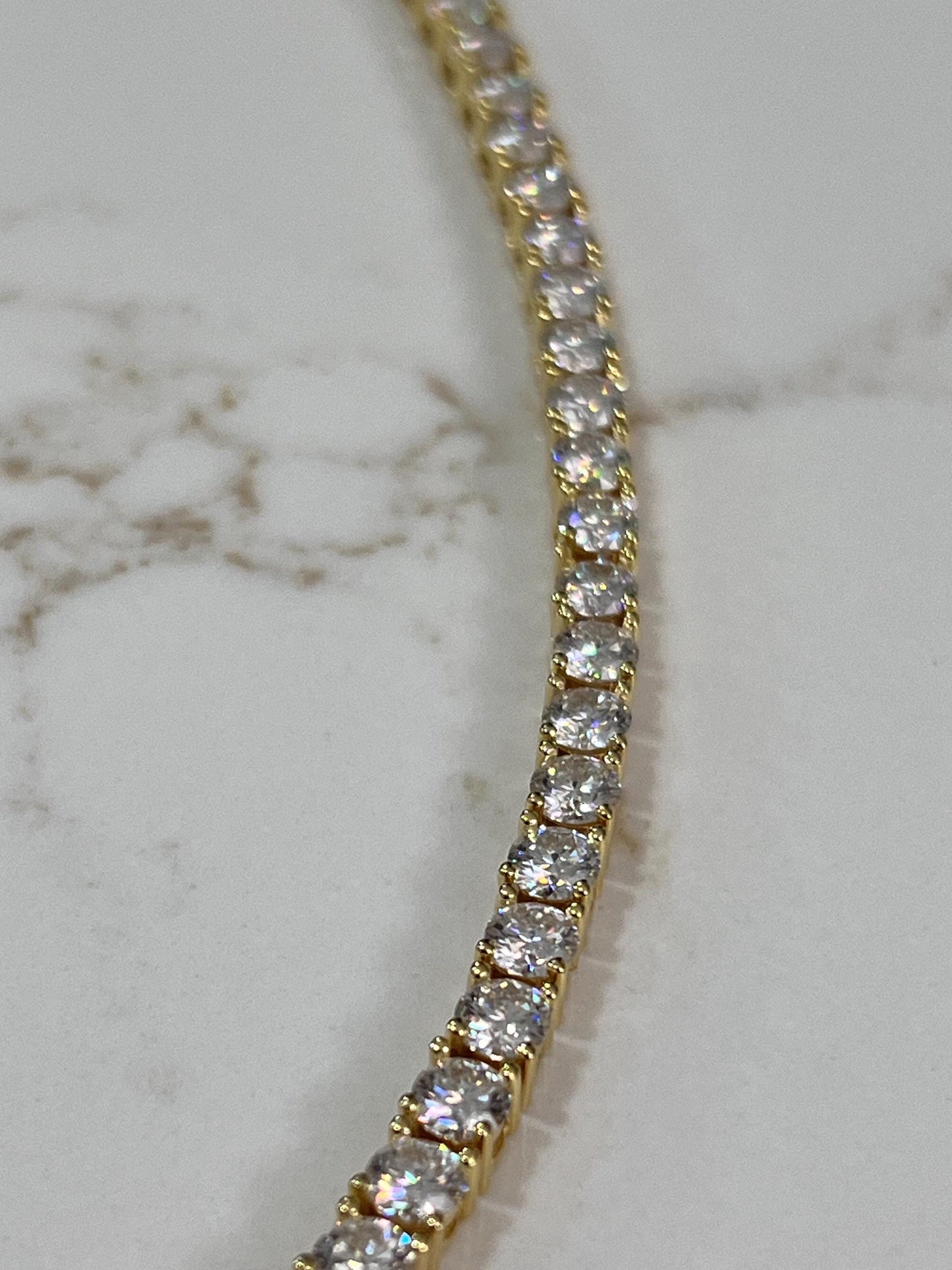 Moissanite Gold Plate Tennis Necklace on 925