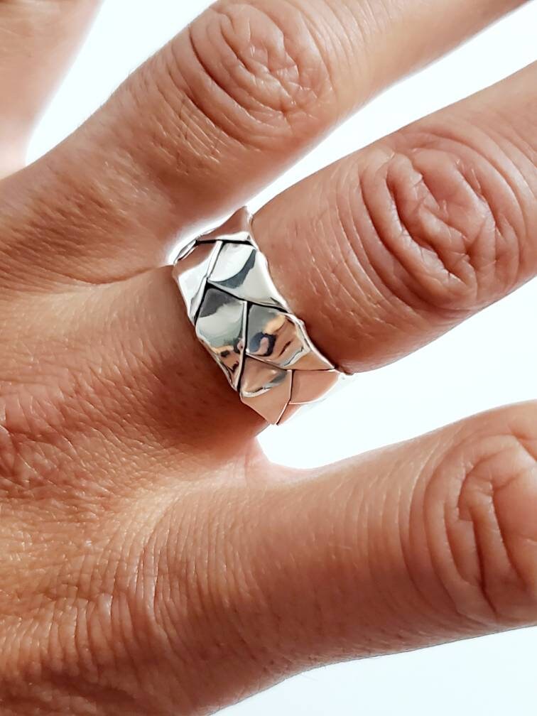 The Fold Men's Ring, Sterling Silver Men's Band, 10mm Band for Men, Ring for Men, Men's Silver Jewelry