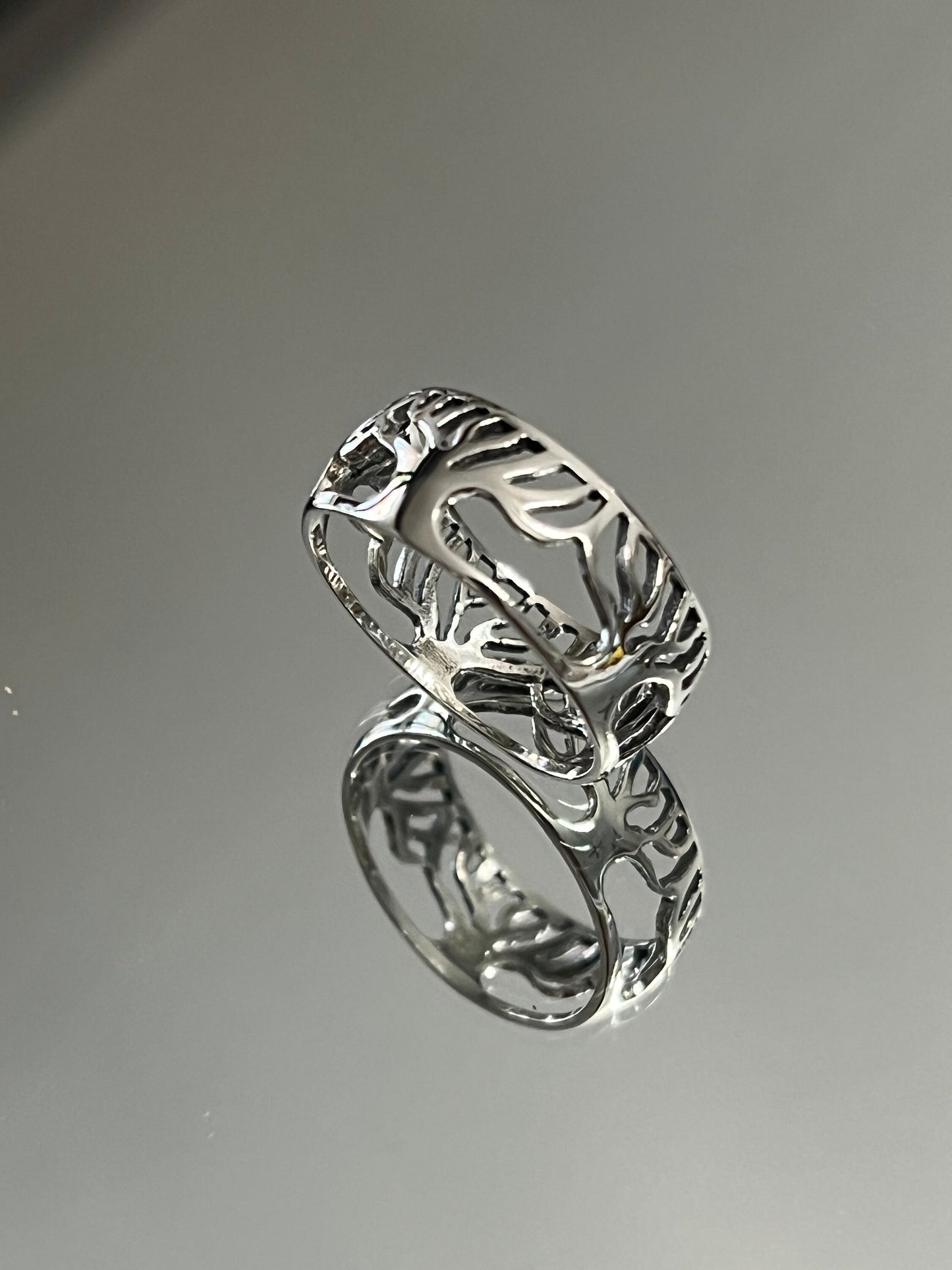 Sterling Silver Tree of Life Men's Ring, 11mm Wedding Band, Engagement, trendy