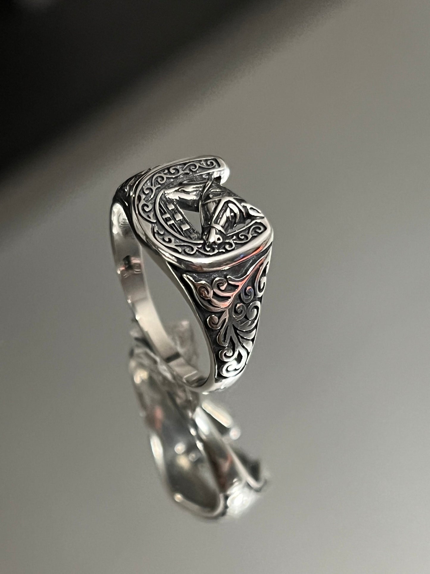 Horse Shoe Ring Men's Sterling Silver Ring