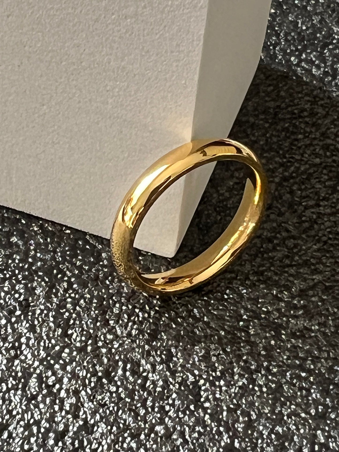 Gold Tone Wedding Band, Designer Inspired Stainless Steel