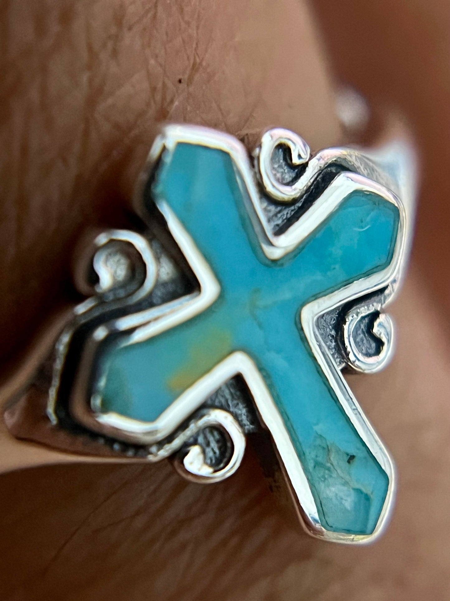 Turquoise Stone Cross Ring