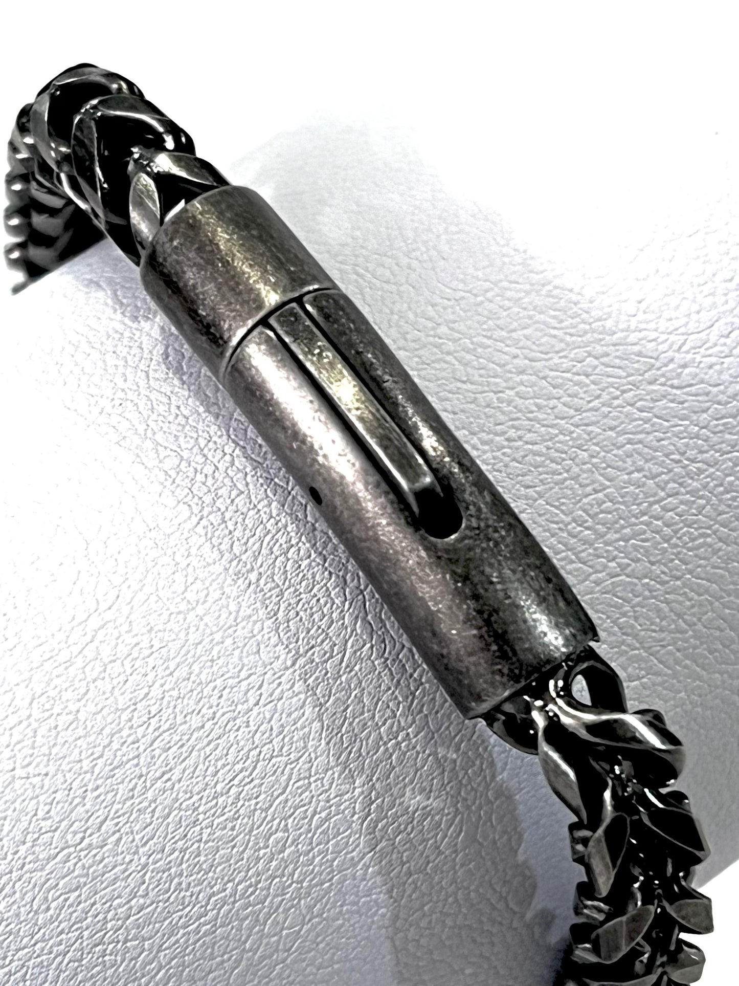 Black Stainless Steel Button Clip Bracelet