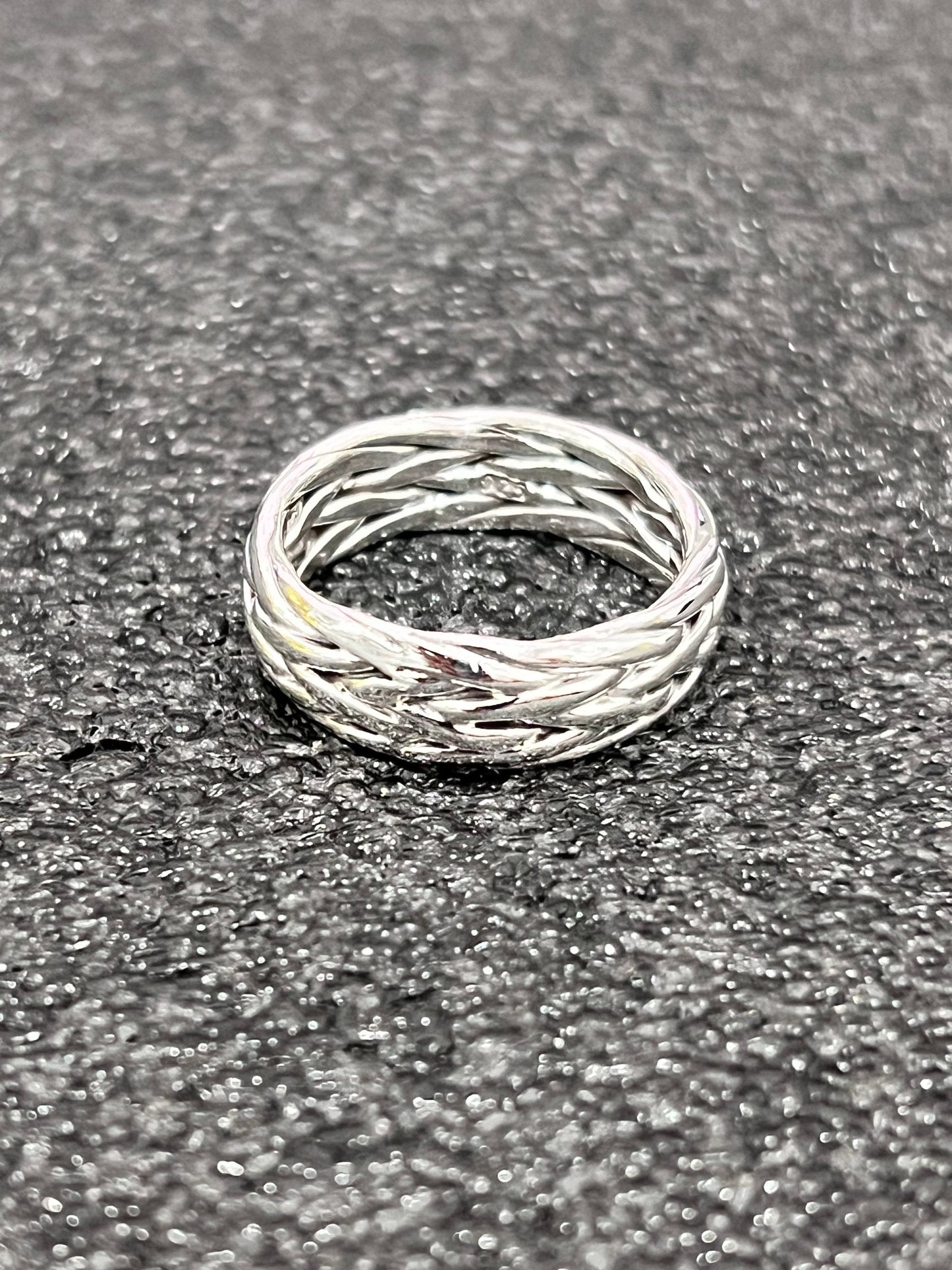 Woven Braid Band, Sterling Silver Men's Ring, 7mm Wedding Band, Engagement Band for Men, 925 Silver