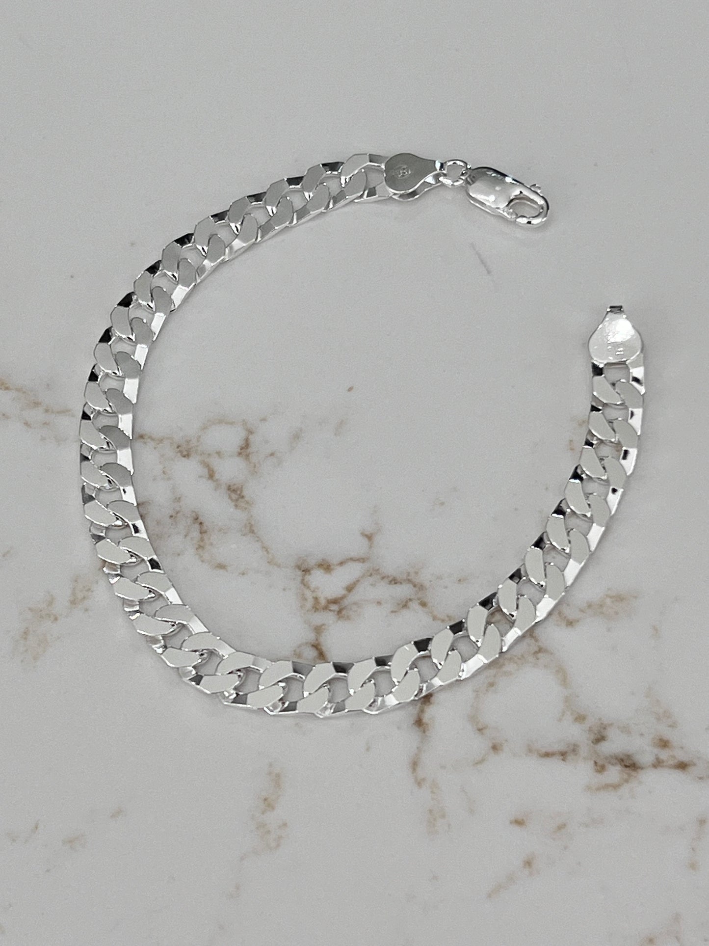 Women's/Men's Square Link Bracelet, Chic and Trendy Bracelet, Never Tarnish, Sterling Silver, Unisex, Jewelry