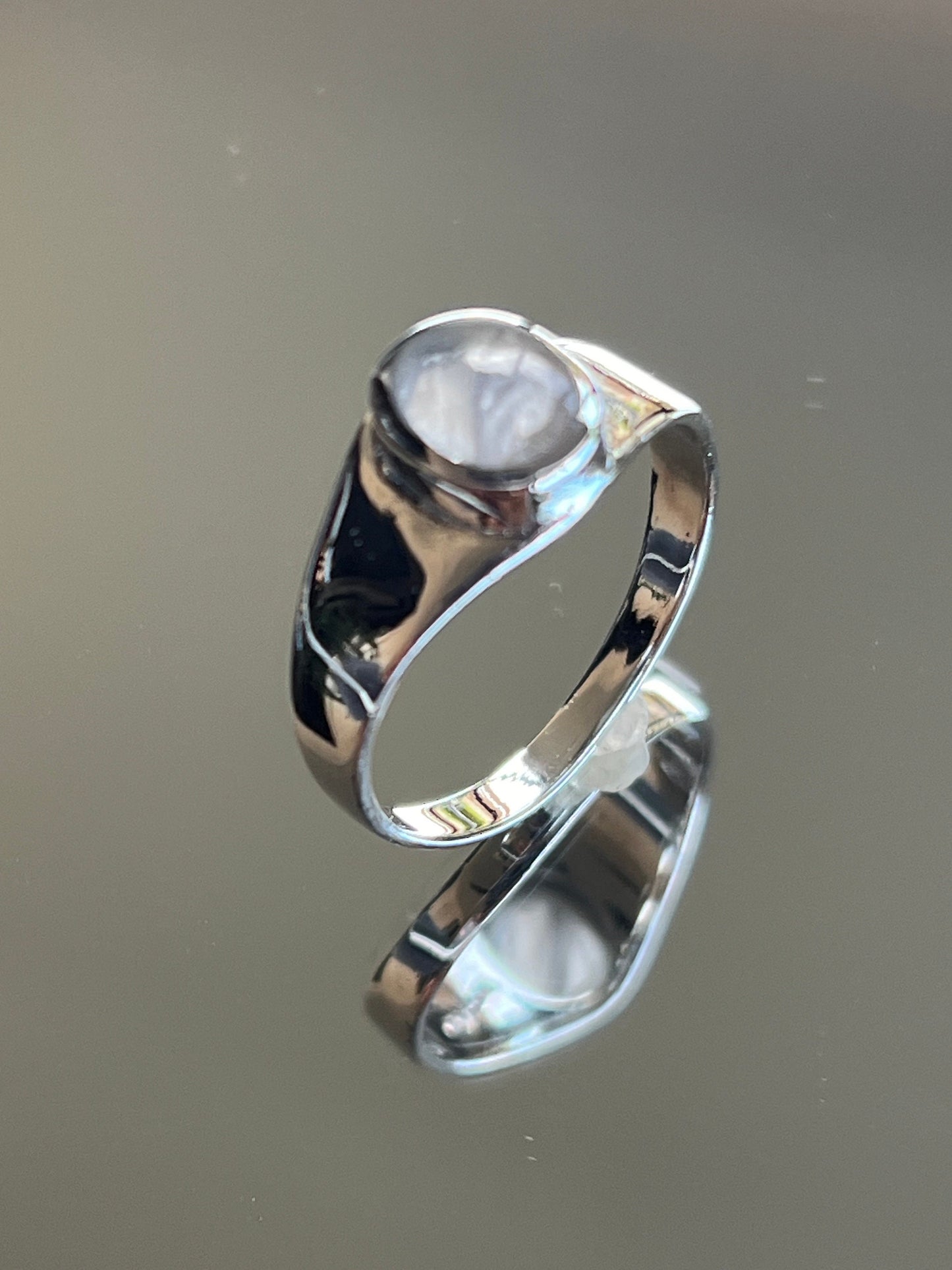 Moon Signet Black Agate Stone Ring