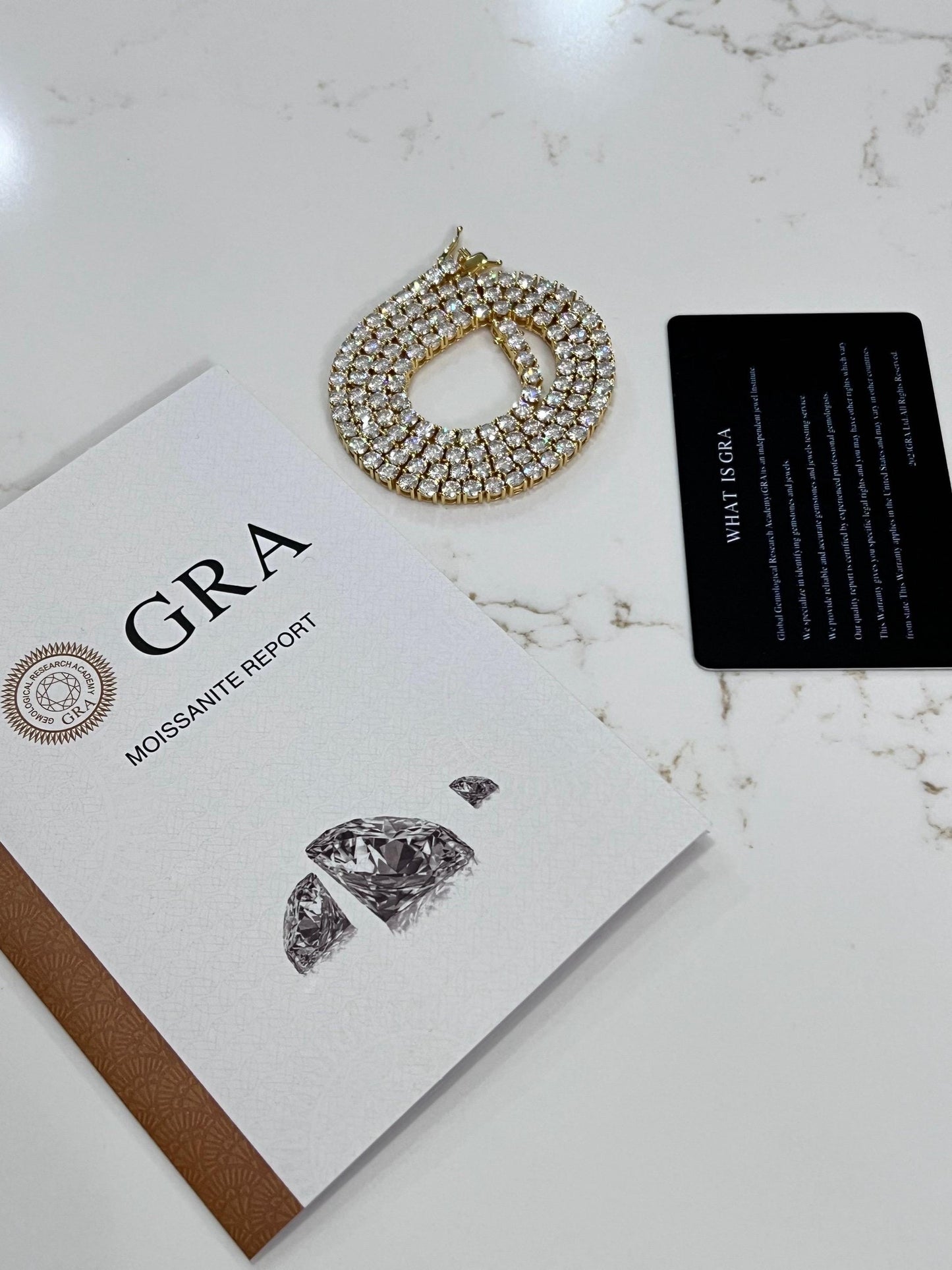 Moissanite Gold Plate Tennis Necklace on 925