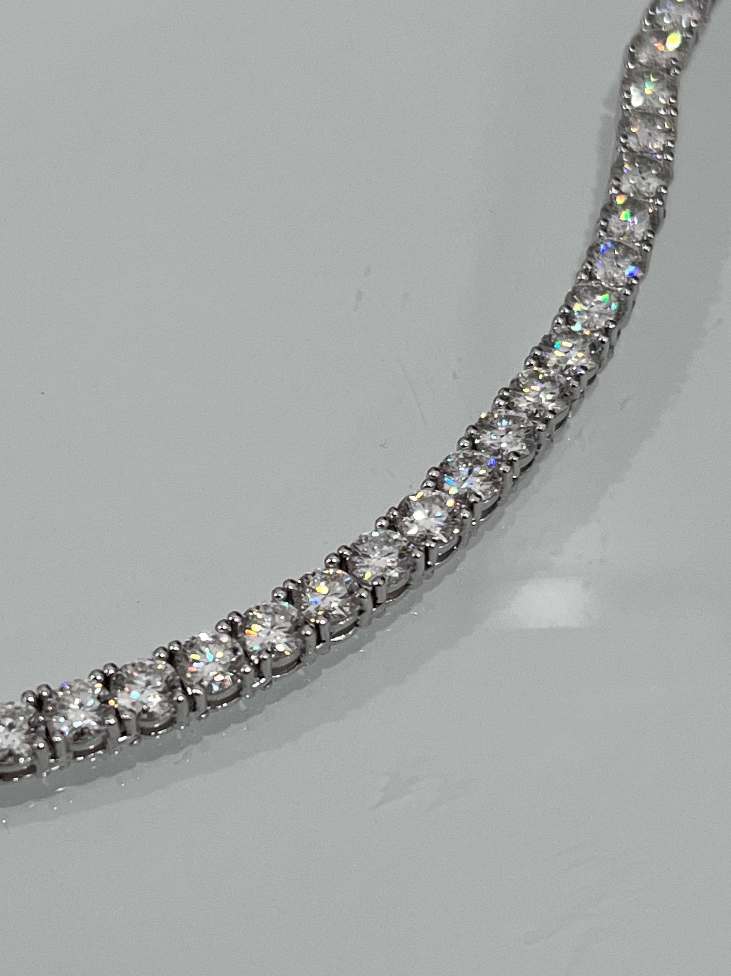 Moissanite White Gold Plated Tennis Necklace on 925