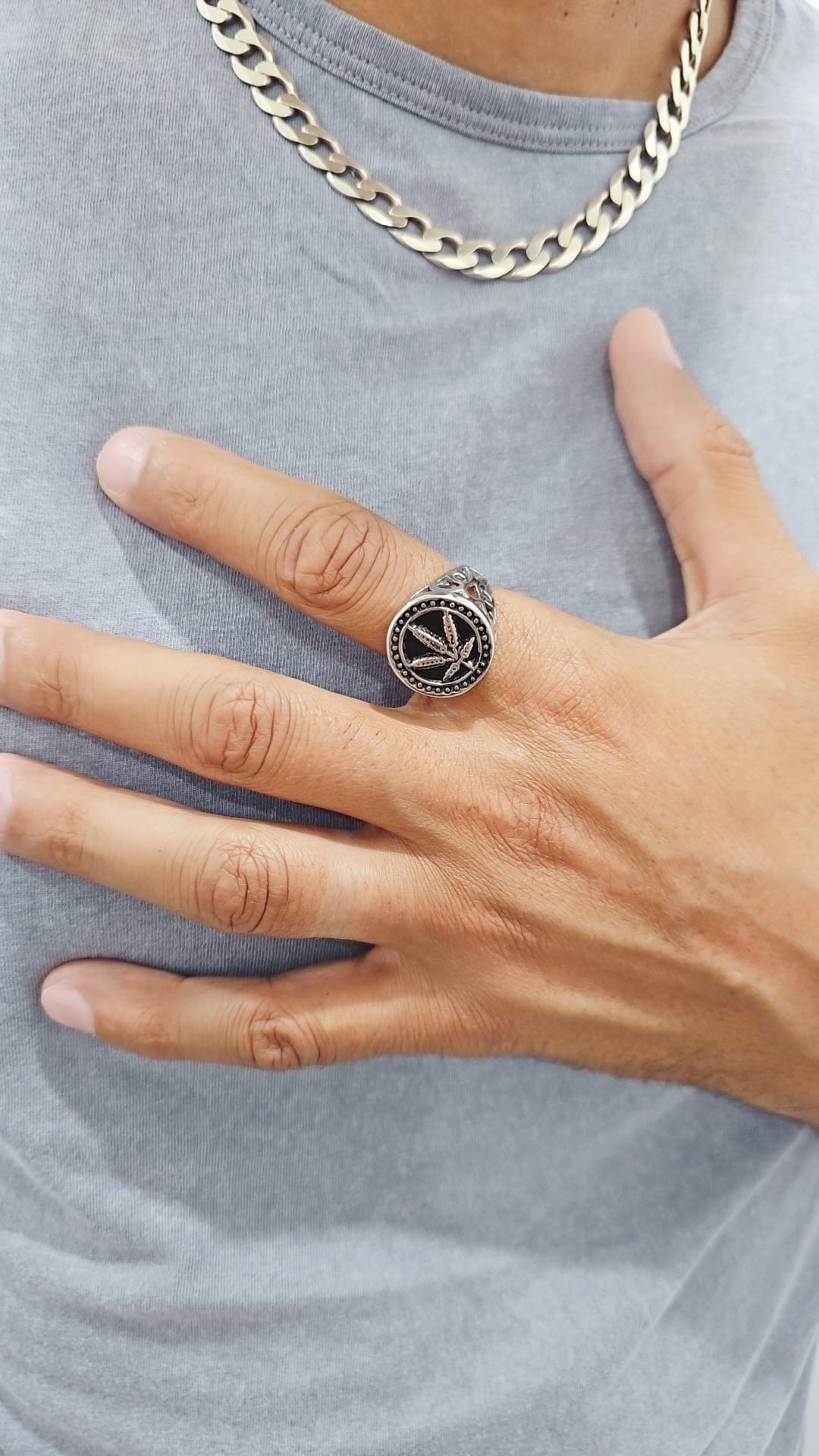 Marijuana Ring Stainless Steel Men's Ring