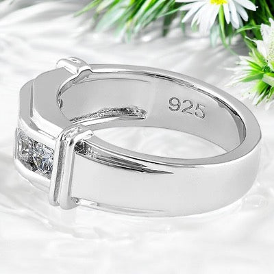 Men's Engagement Diamond Band, Ring for Men, CZ Stones and design 8.2mm