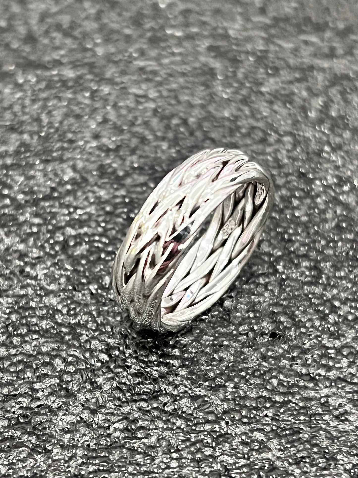 Woven Braid Band, Sterling Silver Men's Ring, 7mm Wedding Band, Engagement Band for Men, 925 Silver