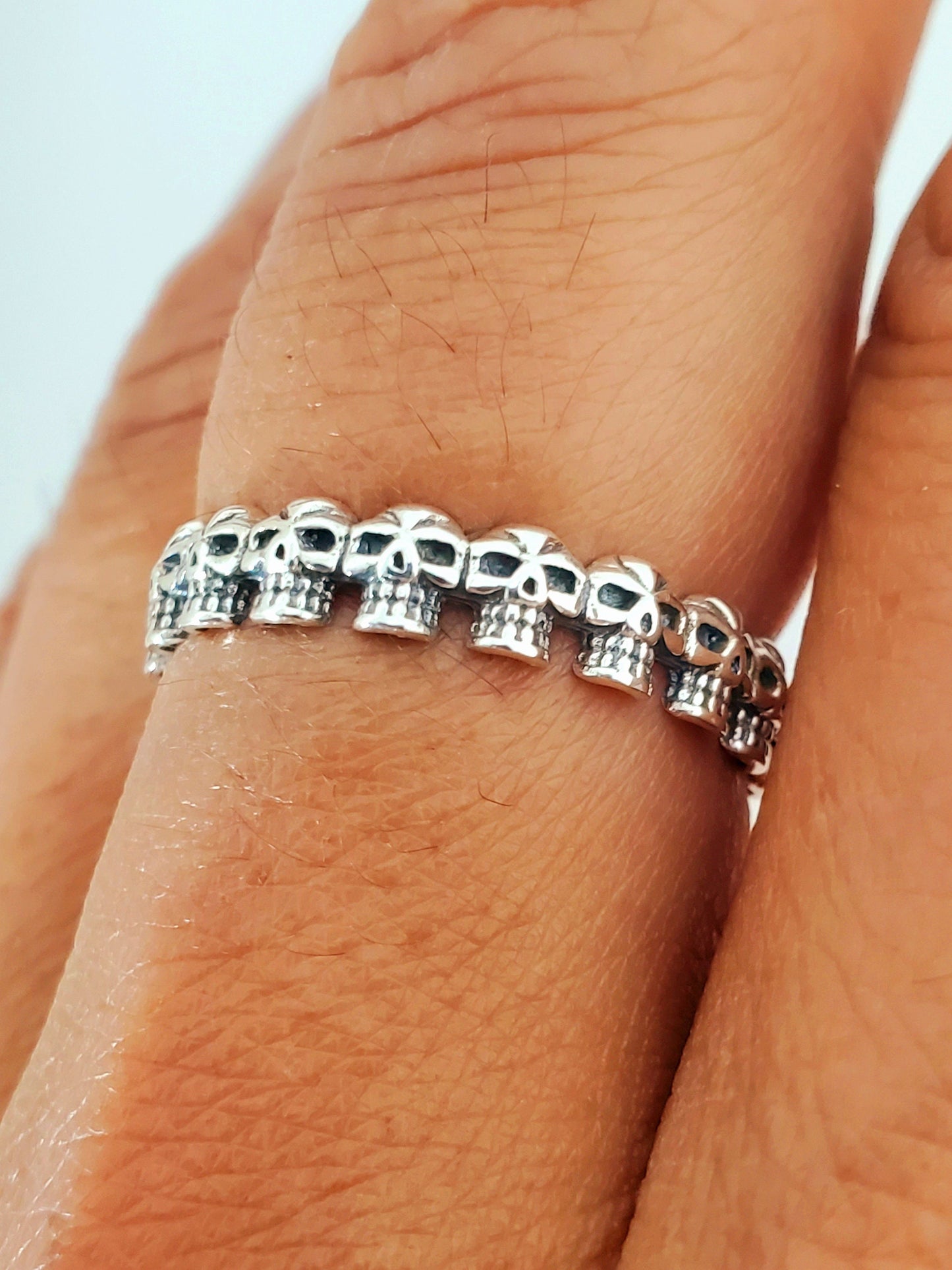 Thin Skull Ring, Sterling Silver Ring, Gothic Men's Women Ring, 925 stamped , Gothic, Skeleton