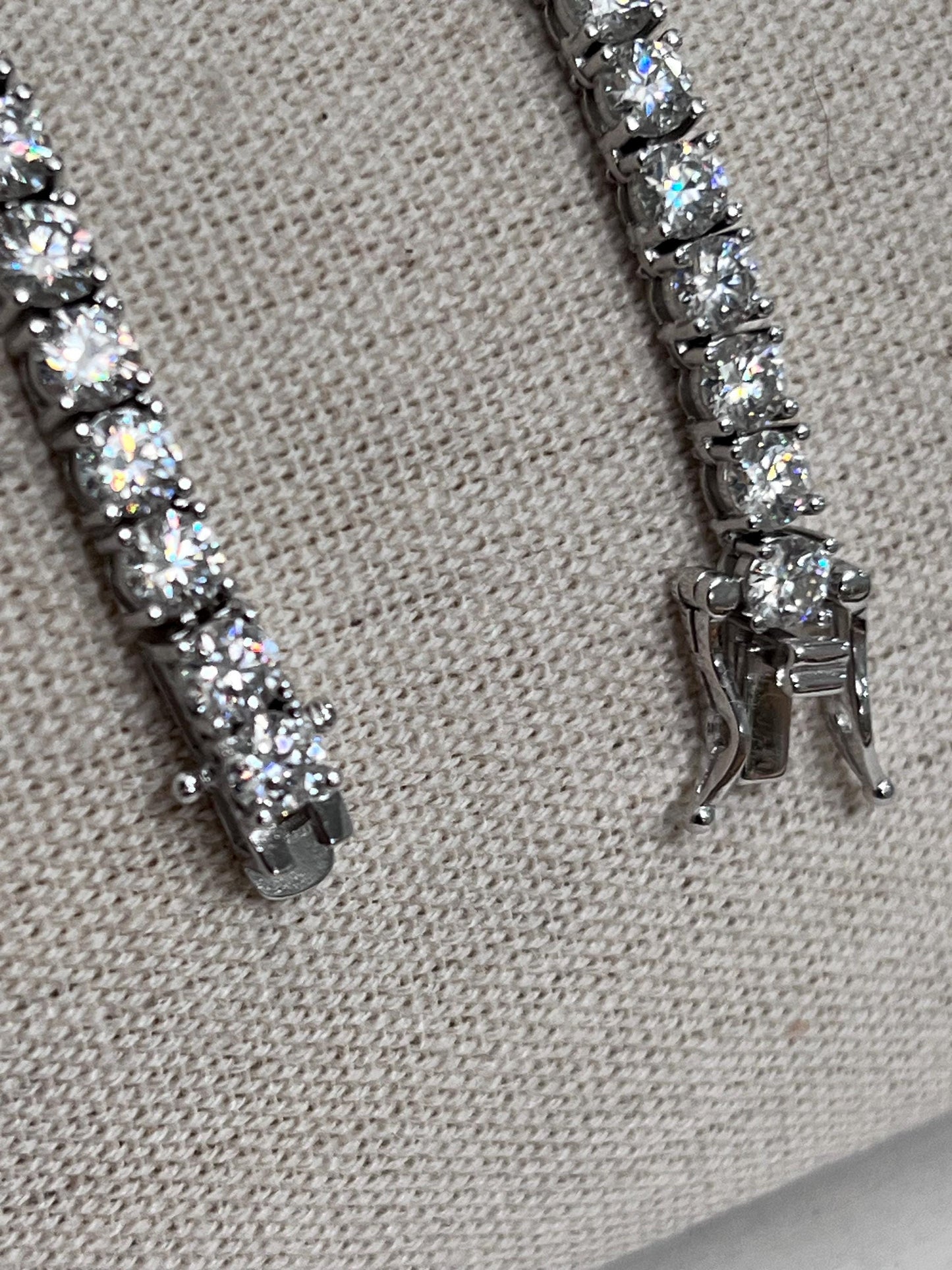 Moissanite White Gold Plated Tennis Necklace on 925