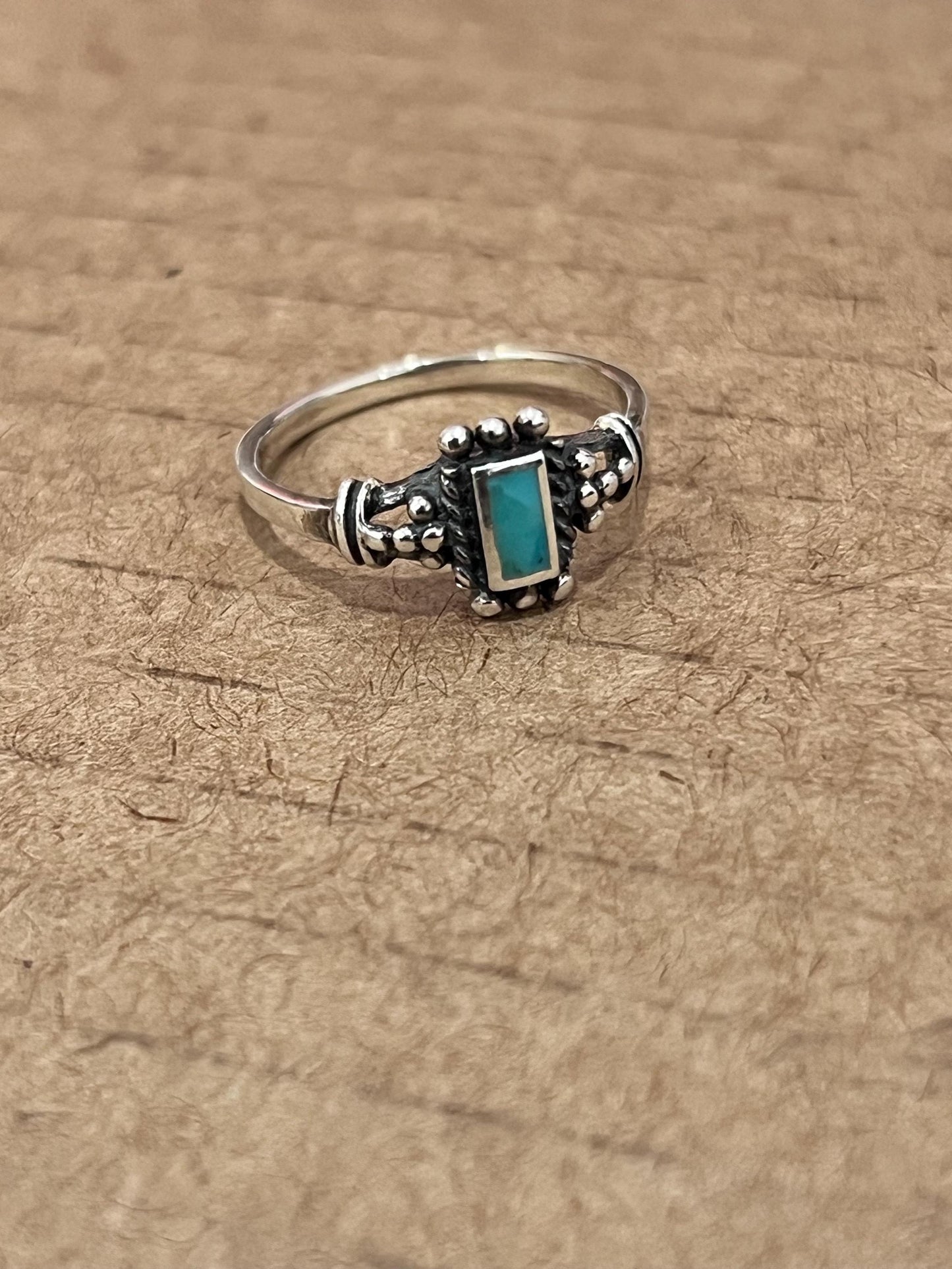Sterling Silver Signet Ring: Black Agate or Turquoise Stone