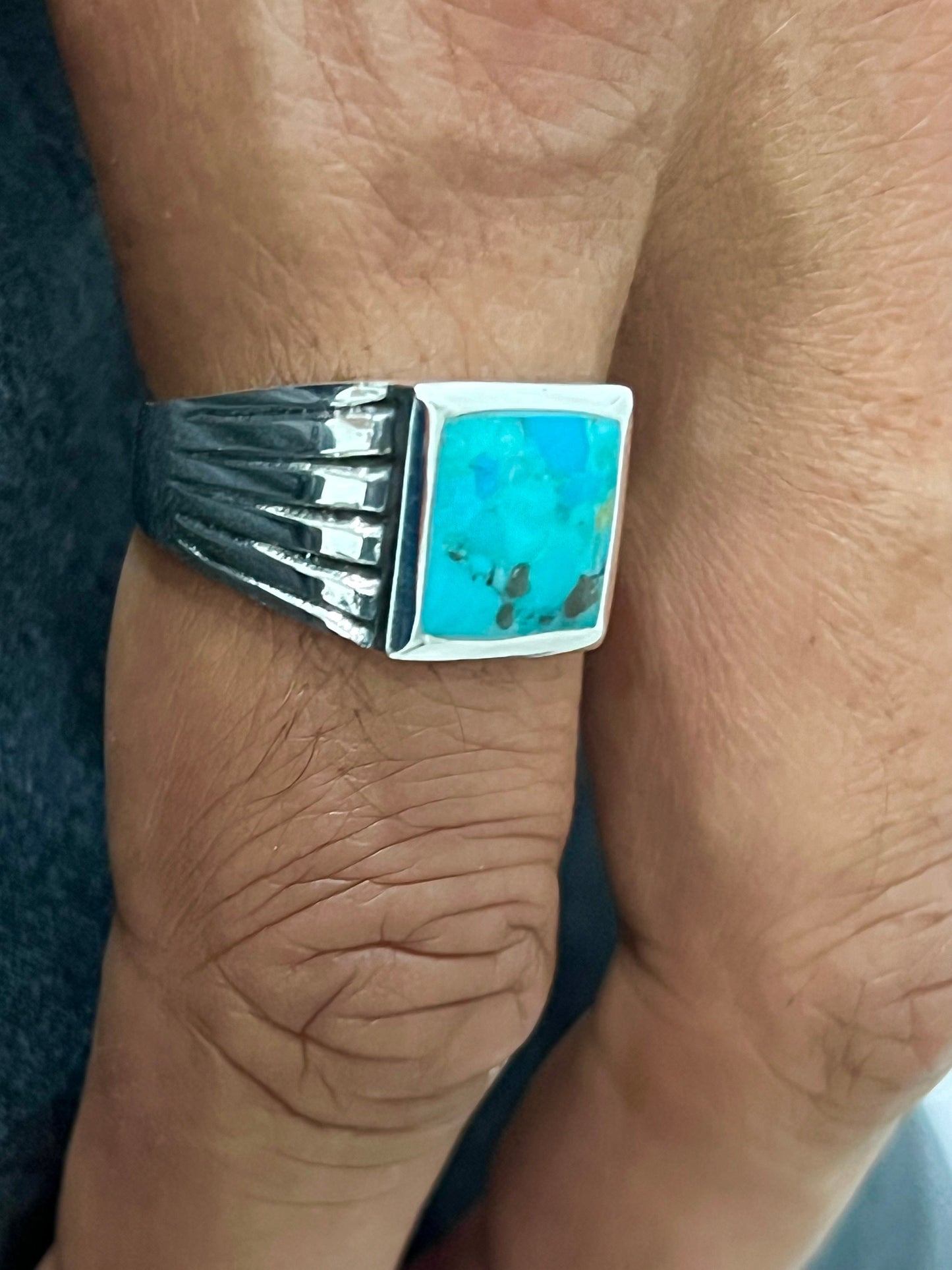 Men’s Sterling Silver Ring with Onyx & Turquoise