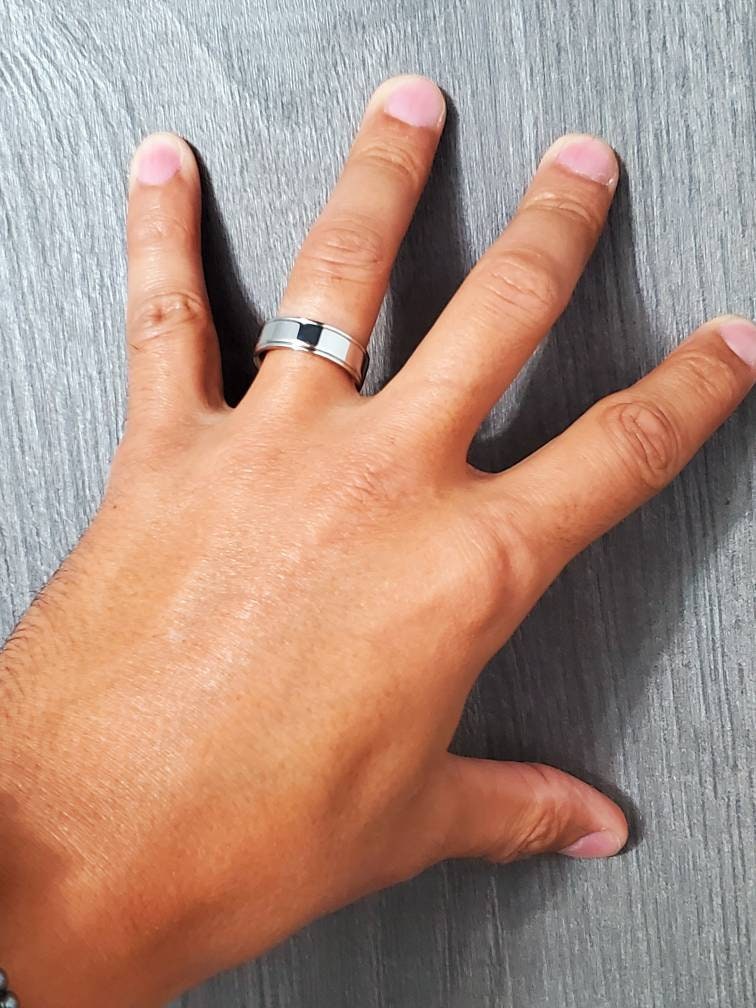 Double Groove Stainless Steel Ring – 7mm Band, High Polish Finish