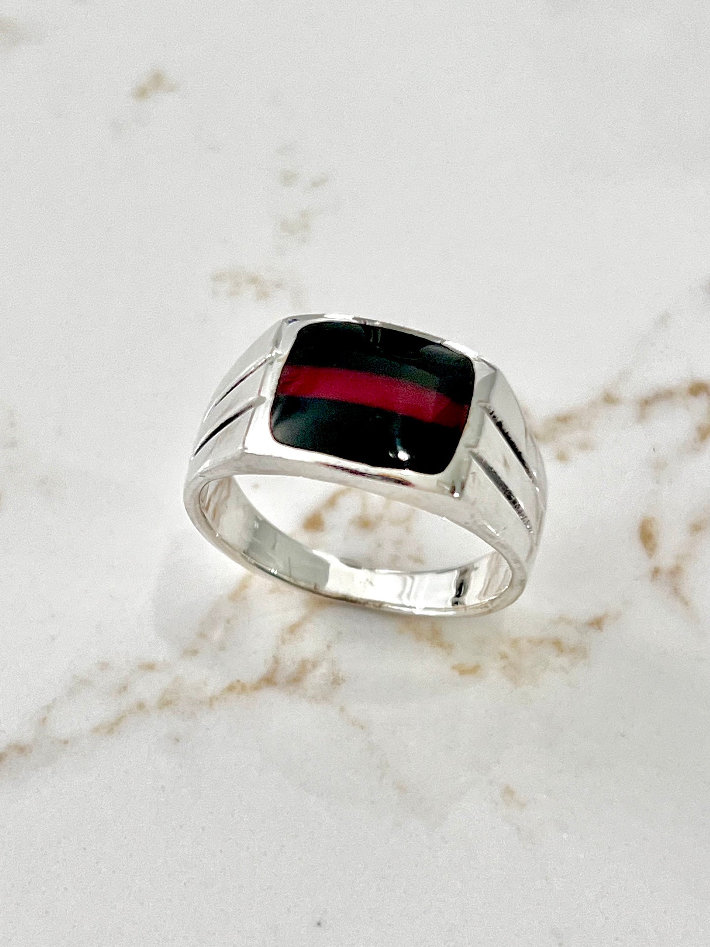 Multi Stone Men's Silver Ring