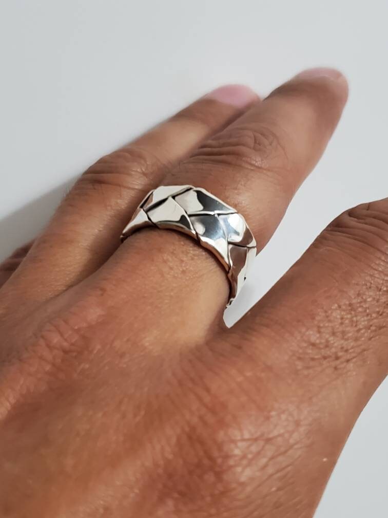 The Fold Men's Ring, Sterling Silver Men's Band, 10mm Band for Men, Ring for Men, Men's Silver Jewelry