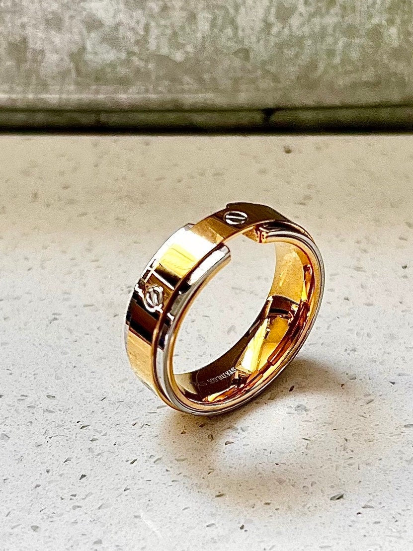 Gold Silver Stainless Steel Flat Head Band 8mm Ring