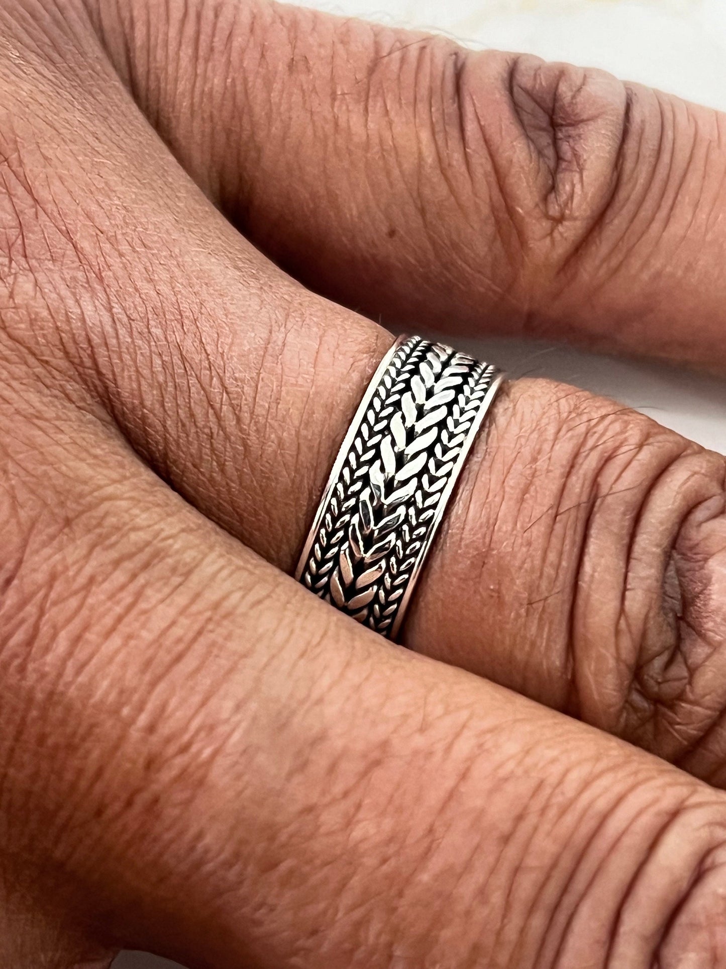 Men's Woven Leaves Sterling Silver