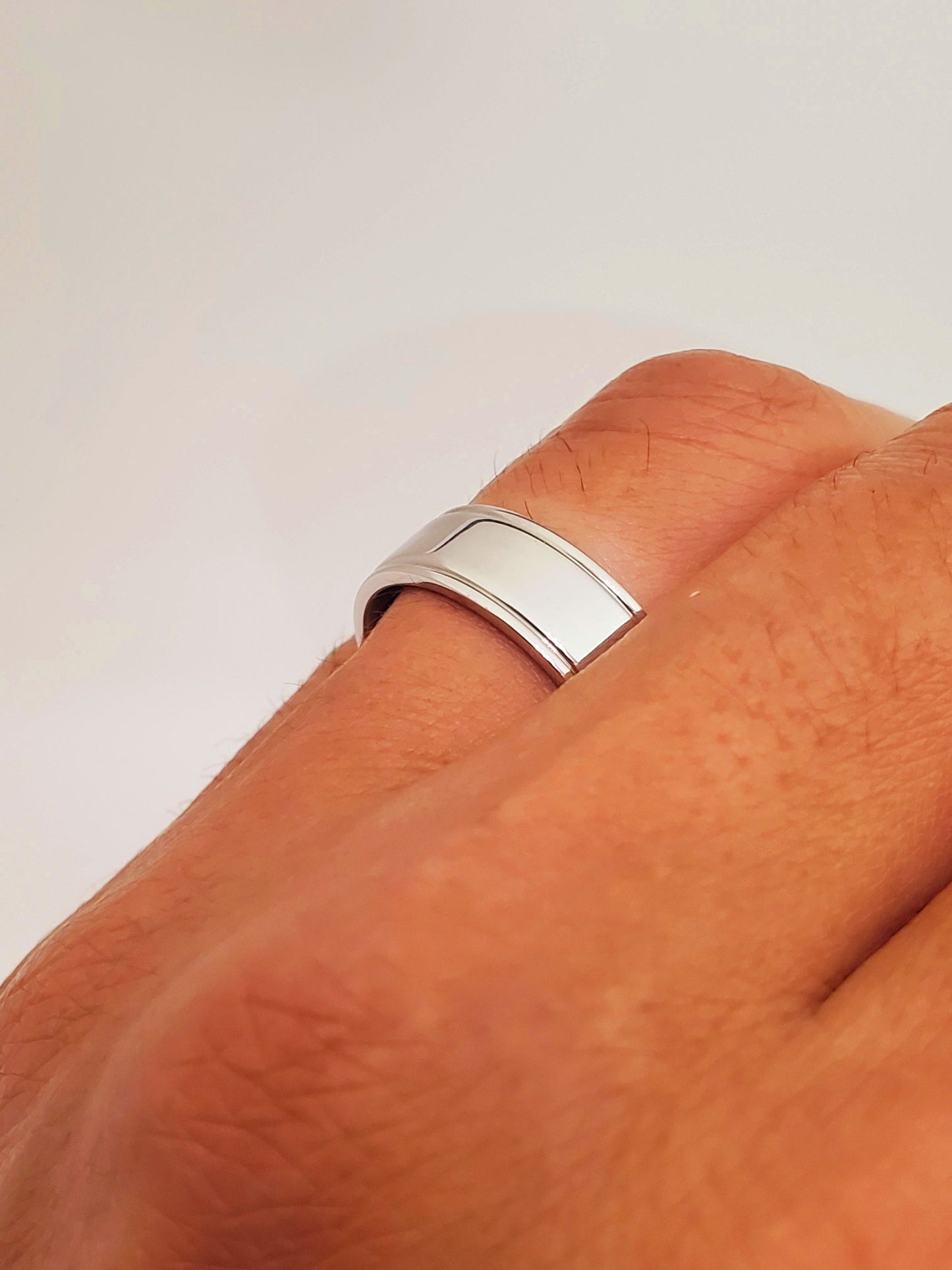 Double Groove Stainless Steel Ring – 7mm Band, High Polish Finish