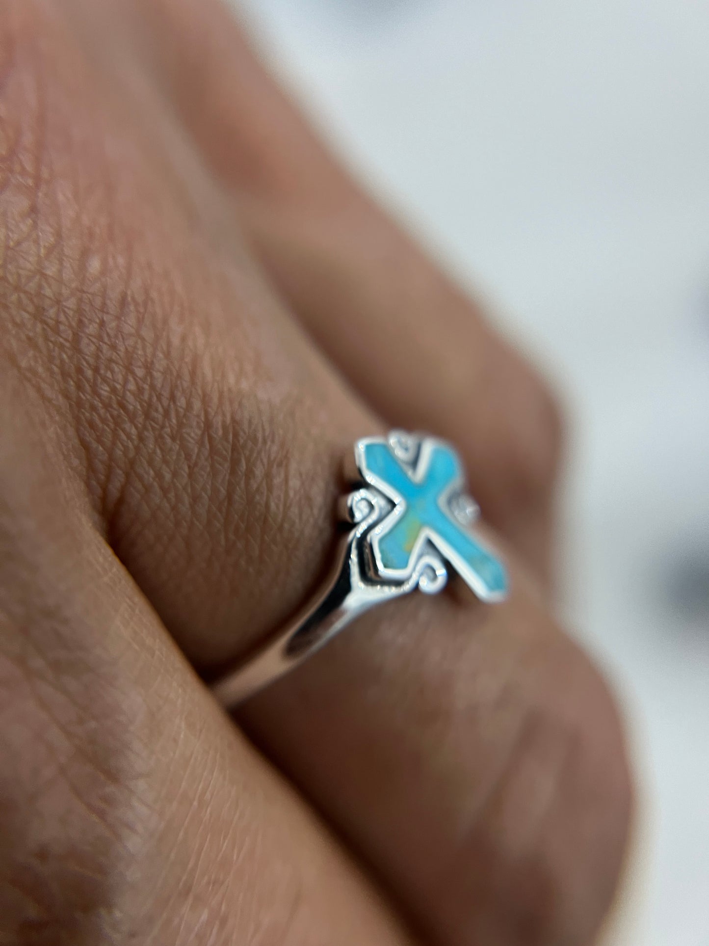 Turquoise Stone Cross Ring