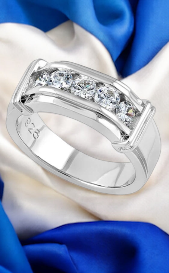 Men's Engagement Diamond Band, Ring for Men, CZ Stones and design 8.2mm