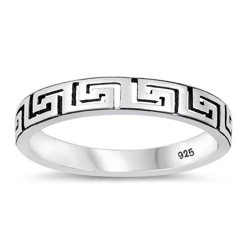 Sterling Silver Men's Ring, Durable Mens Band, Greek design Band, Wedding Statement Ring, Gift for him/her, Unisex