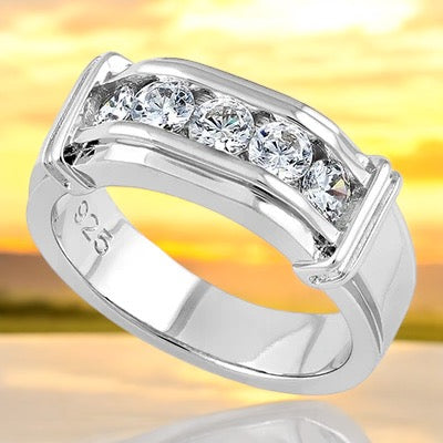 Men's Engagement Diamond Band, Ring for Men, CZ Stones and design 8.2mm