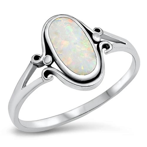 Sterling Silver Opal Ring, Women's Ring, Minimalist Ring, Oval Stone, 925 Stamped, Anniversary Gift, Gift for Women