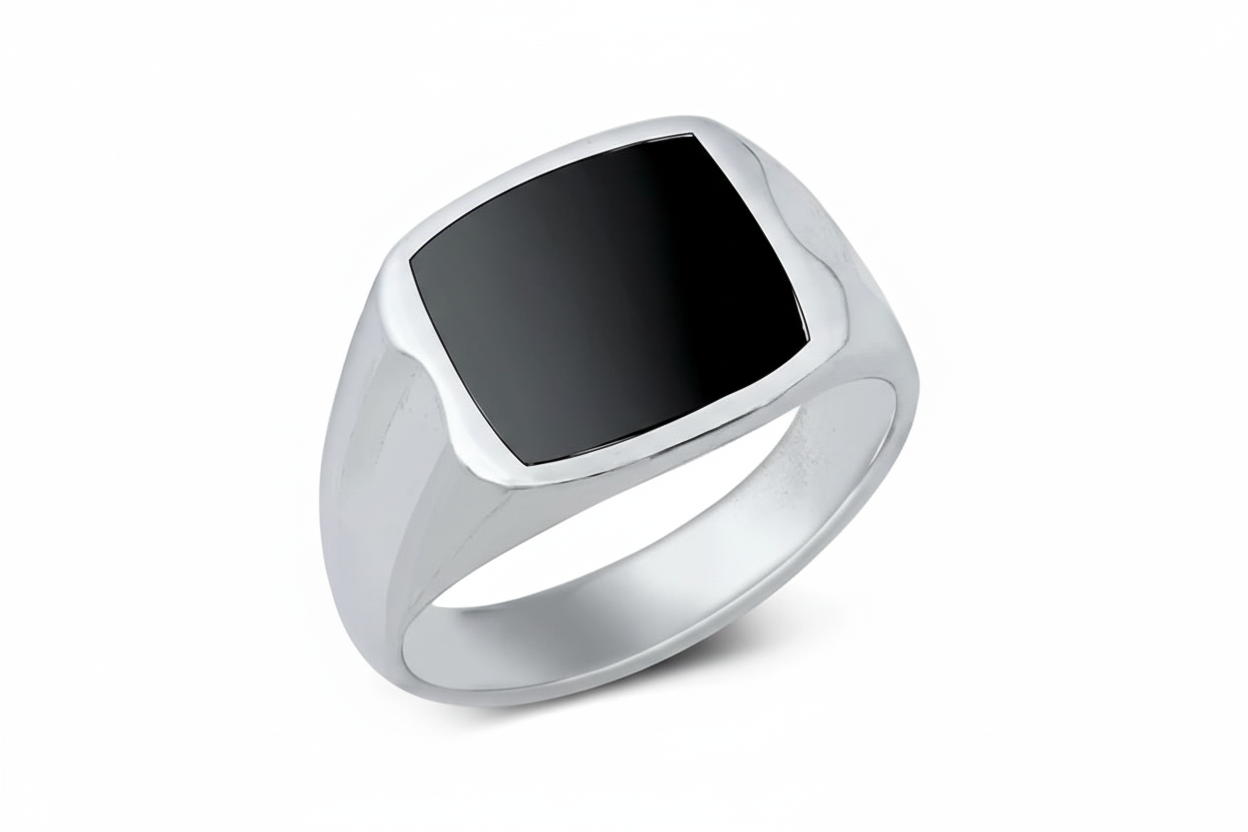 Natural Stone Men's Silver Ring