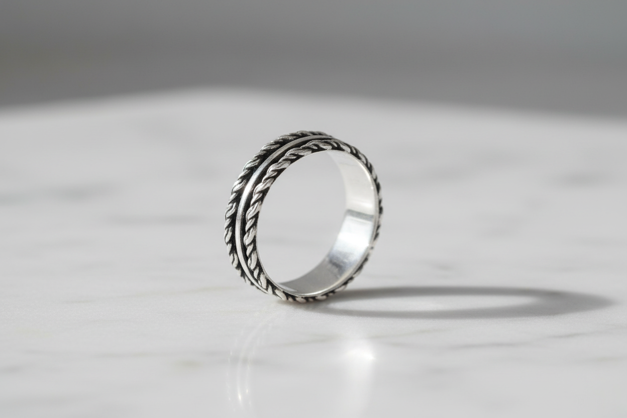 Sterling Silver Rope Ring, Durable Men's Band, Silver Band, Wedding Statement Ring, Gift for him/her, Unisex