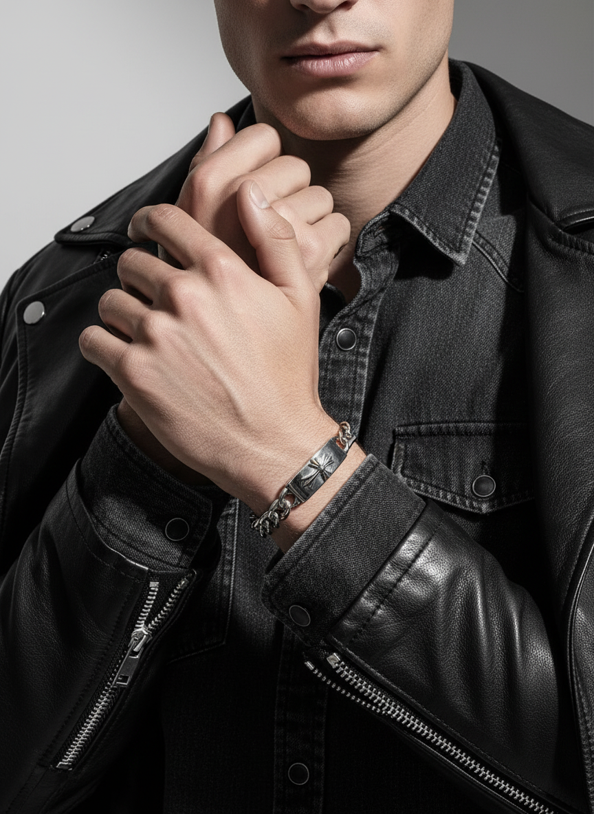 Celtic Syriac Cross Bracelet: Stainless Steel, Cultural Jewelry, Sleek, Sturdy, and Uniquely Masculine