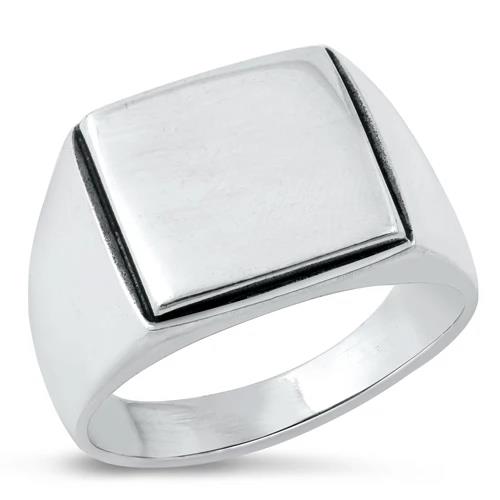 Sterling Silver Signet Ring: Bold 14mm Men's Band