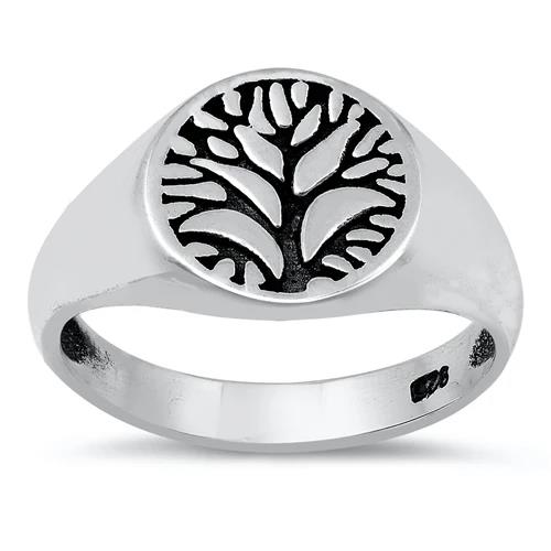 Sterling Silver Tree of Life Men's Ring, 11mm Wedding Band, Engagement, trendy