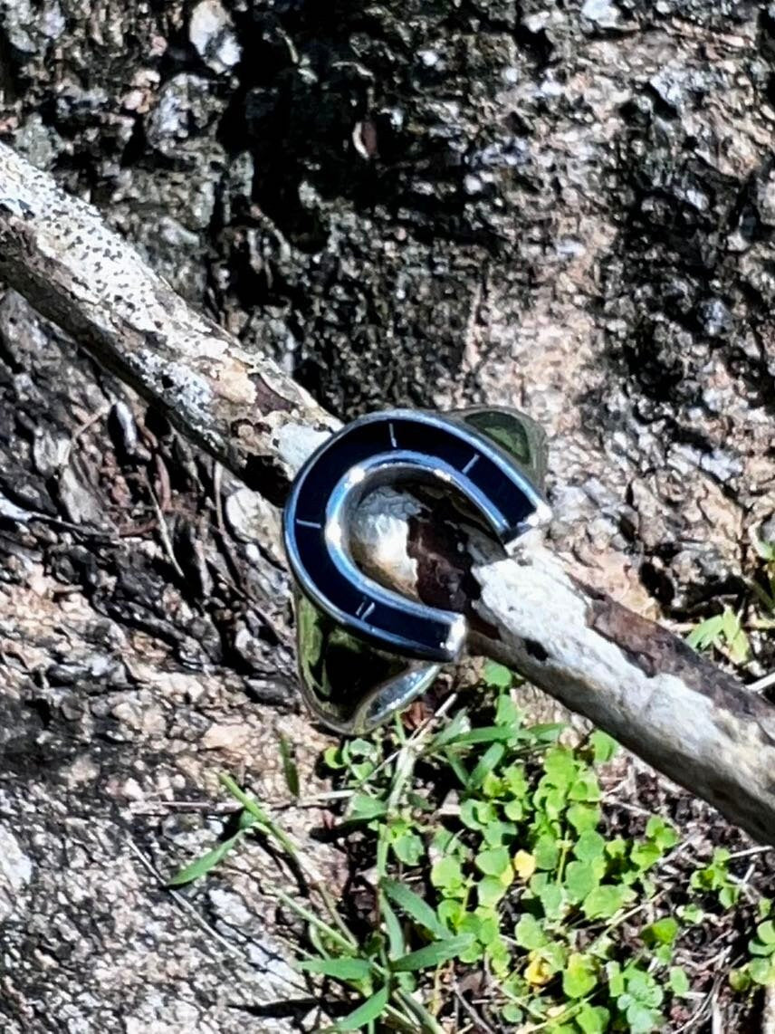 Horse Shoe Ring Black Obsidian