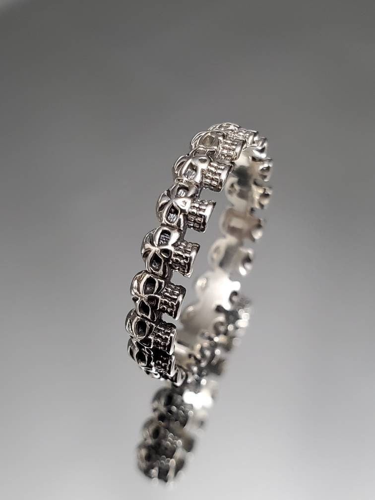 Thin Skull Ring, Sterling Silver Ring, Gothic Men's Women Ring, 925 stamped , Gothic, Skeleton