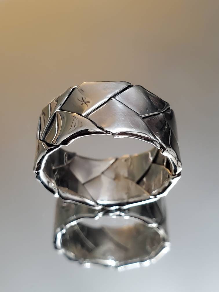 The Fold Men's Ring, Sterling Silver Men's Band, 10mm Band for Men, Ring for Men, Men's Silver Jewelry