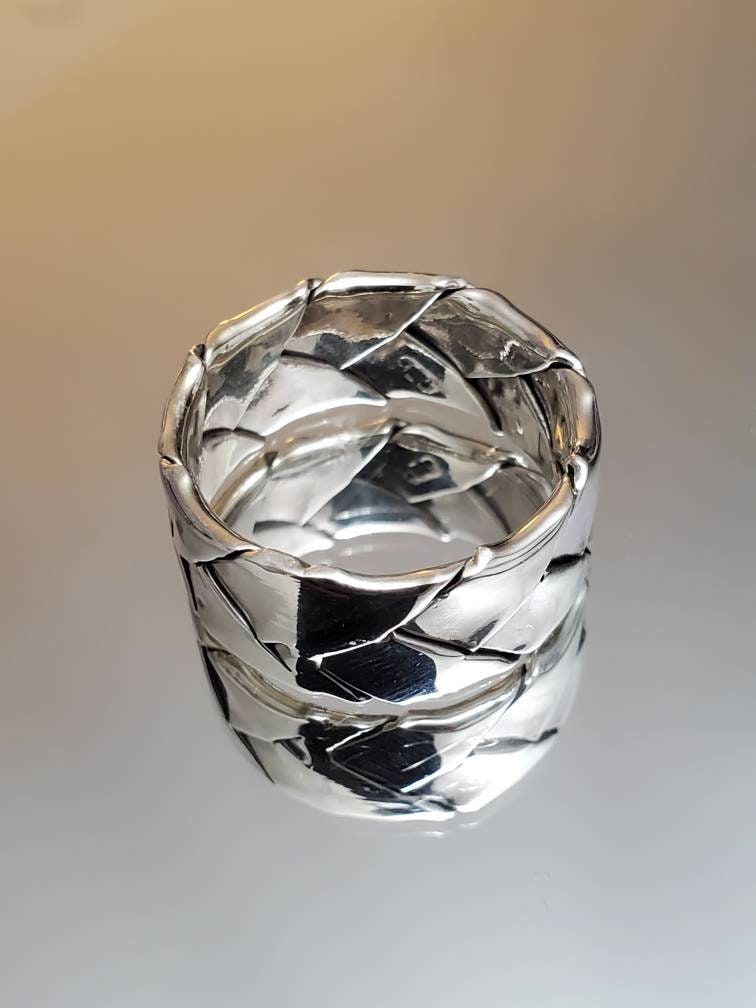 The Fold Men's Ring, Sterling Silver Men's Band, 10mm Band for Men, Ring for Men, Men's Silver Jewelry