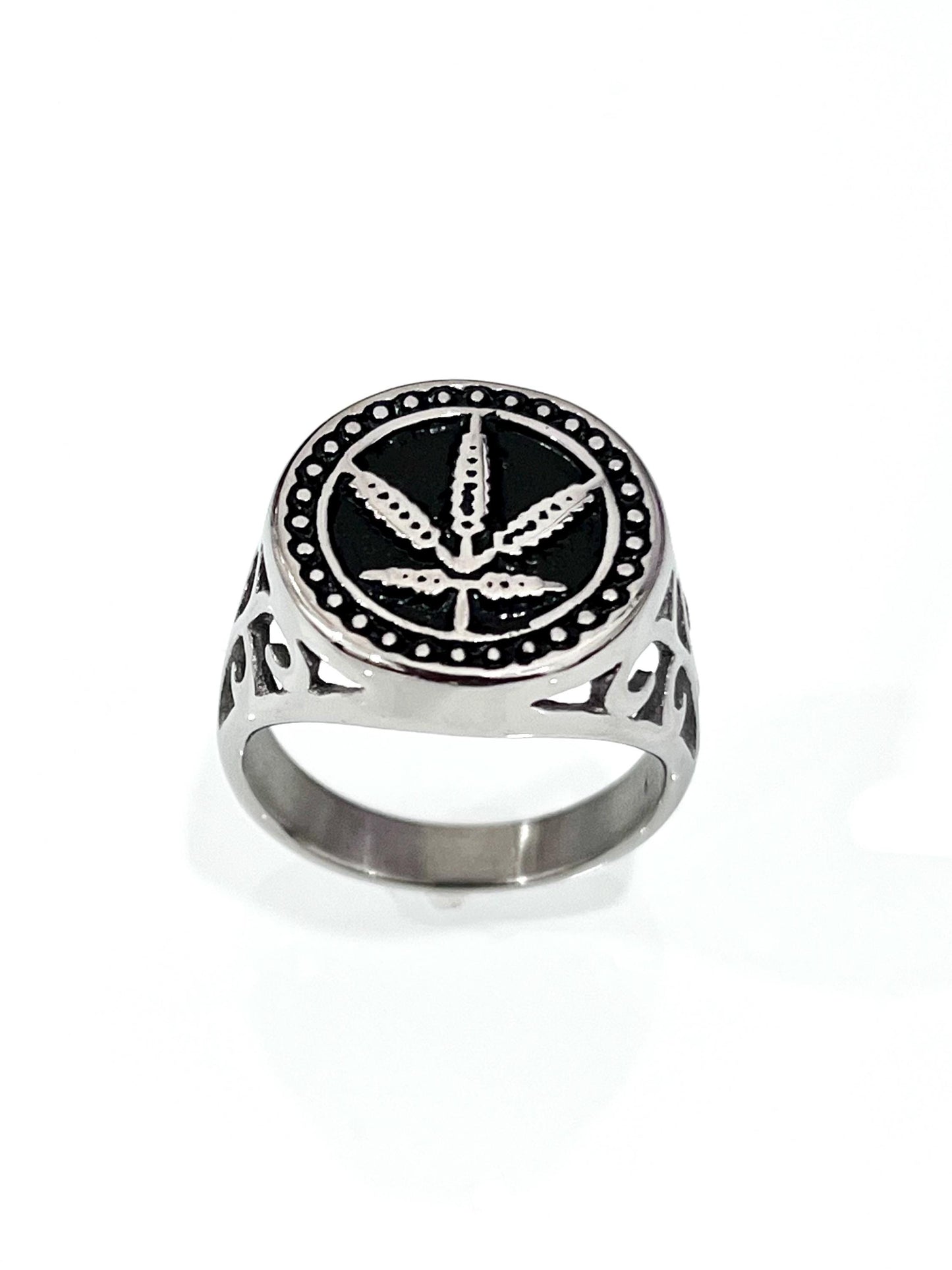 Marijuana Ring Stainless Steel Men's Ring