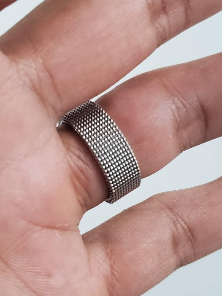 Mesh Band Stainless Steel Men's Ring