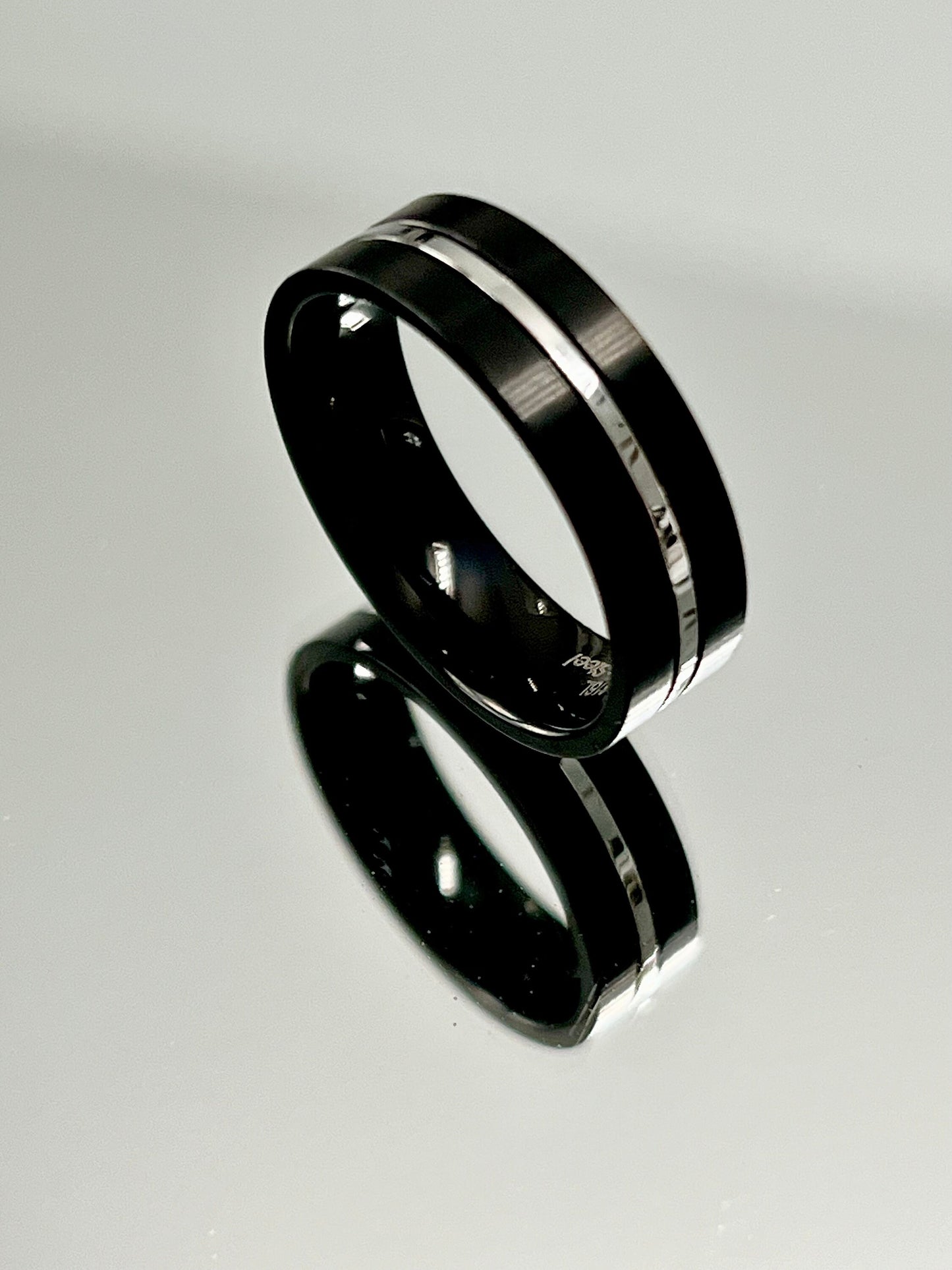 Black Silver Titanium Ring