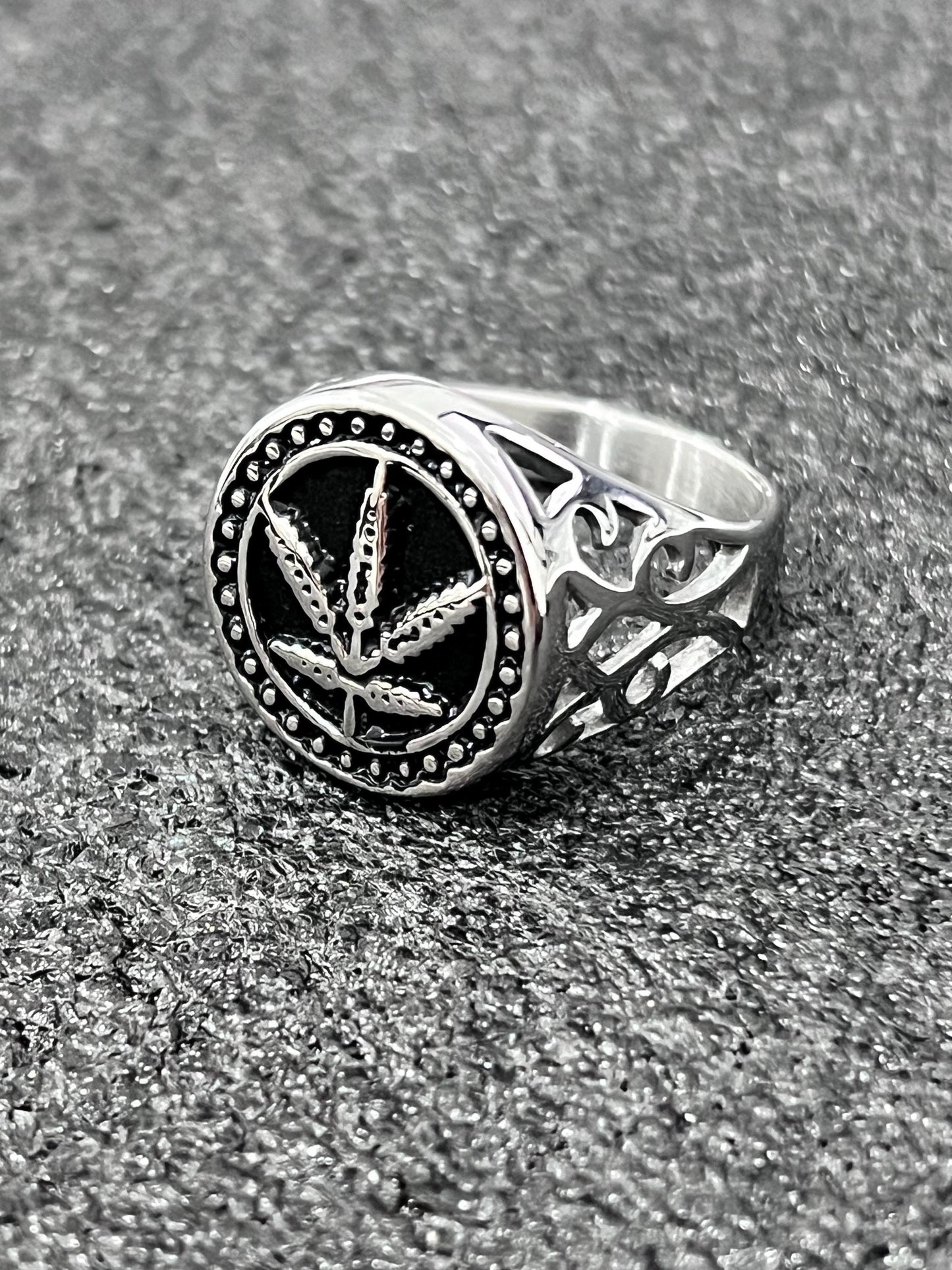 Marijuana Ring Stainless Steel Men's Ring