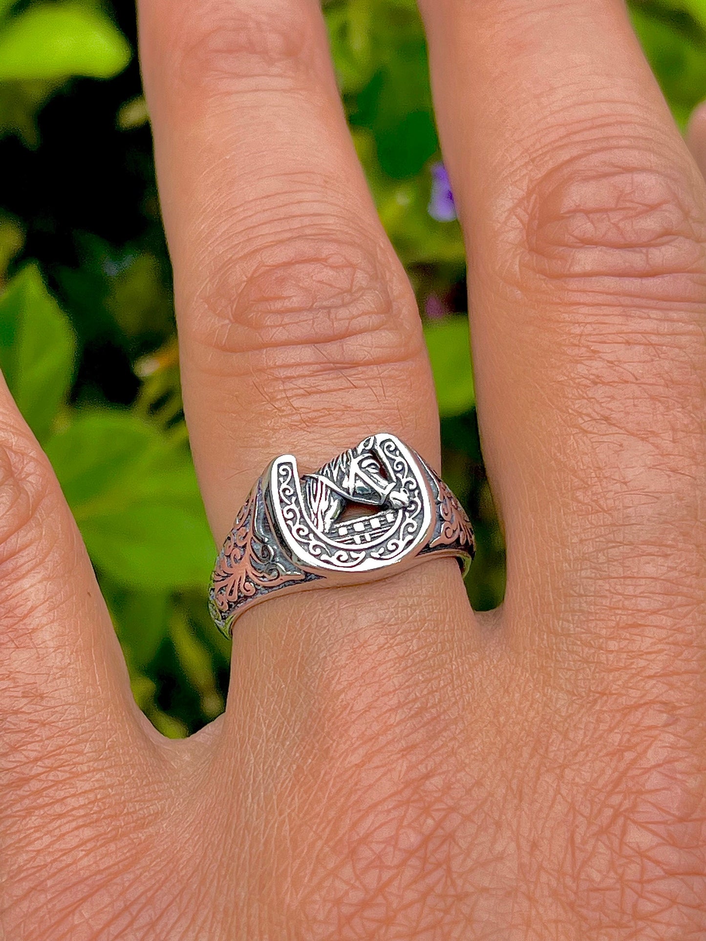 Horse Shoe Ring Men's Sterling Silver Ring