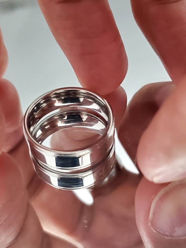 Double Groove Stainless Steel Ring – 7mm Band, High Polish Finish