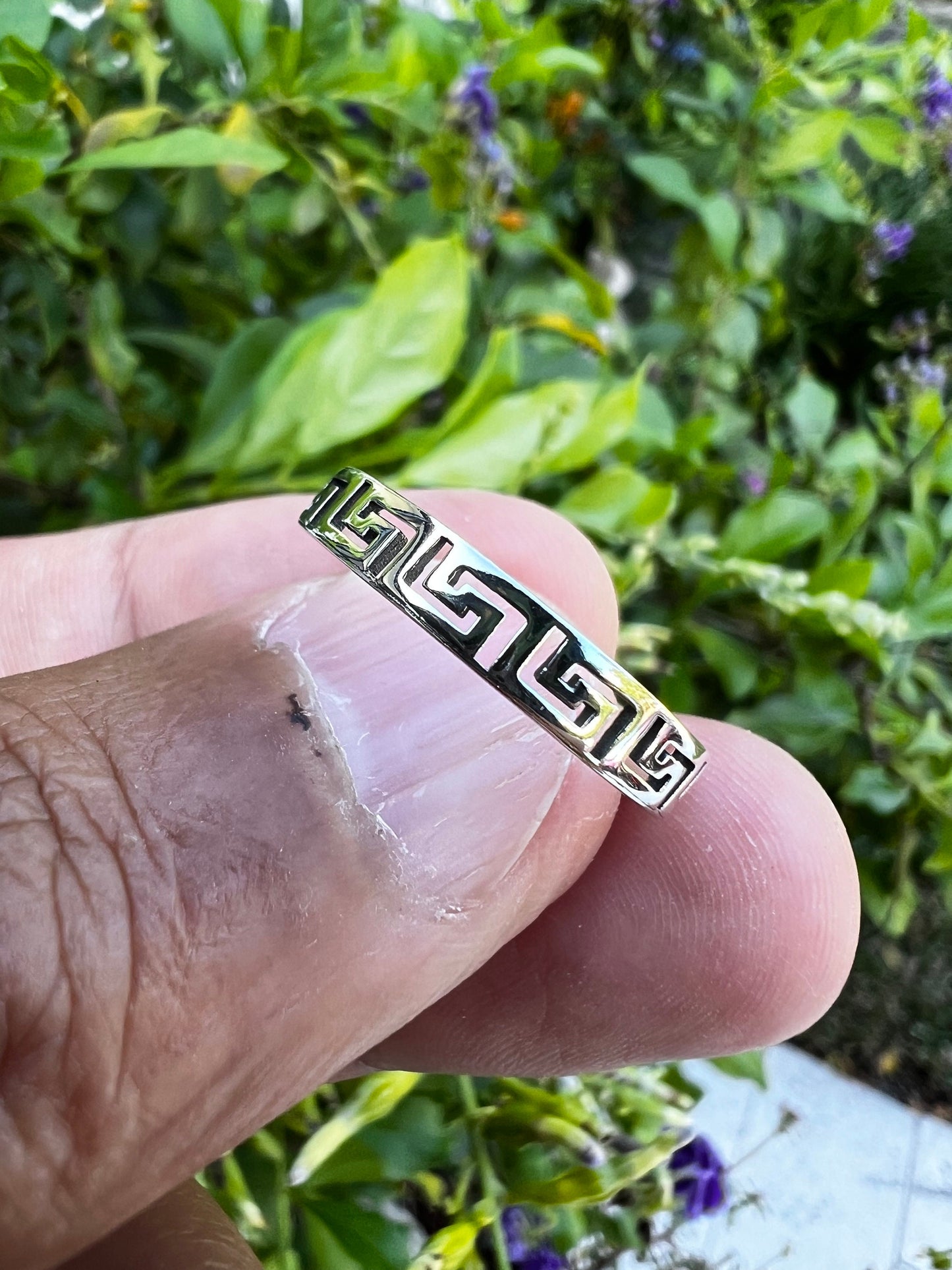 Sterling Silver Men's Ring, Durable Mens Band, Greek design Band, Wedding Statement Ring, Gift for him/her, Unisex